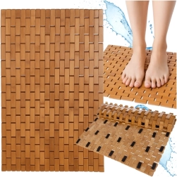 Alfombrilla de baño de bambú antideslizante RUHHY 80 × 50 cm