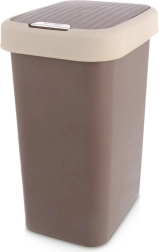 Papelera de plástico 25 l marrón con tapa basculante