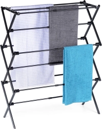 Tendedero de pie telescópico negro de metal 47–78 × 94 cm