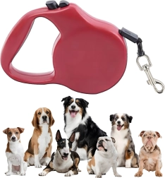 Correa retráctil automática para perros y gatos de 5 m con bloqueo – rosa