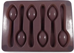 Molde de silicona para hielo y chocolate – cucharitas, gris‑marrón