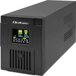 Fuente de alimentación de respaldo UPS Qoltec Monolith 1500 VA, 900 W con LCD y USB