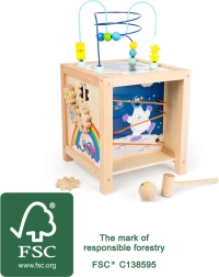 Cubo motriz de actividades de madera para niños