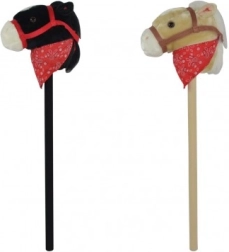 Caballo de palo de peluche con sonido 80 cm, negro