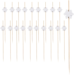 Palillos de fiesta de bambú con copo de nieve 12 cm, 20 uds