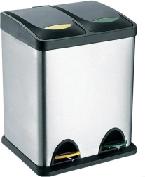 Cubo para residuos de separación TORO 16 l, acero inoxidable y plástico, plateado/negro