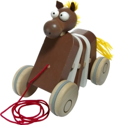 Caballito de madera de arrastre con traqueteo