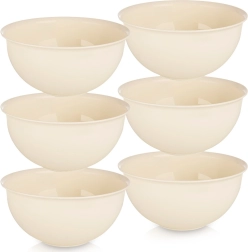 Cuencos de plástico color crema SANDY 13 cm, 500 ml – set de 6 uds.