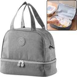 Bolsa térmica para almuerzo gris con correa ajustable 27 cm