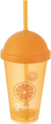 Vaso de plástico con tapa y pajita 450 ml