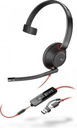 Auricular monoaural POLY Blackwire 5210 USB‑C con conector de 3,5 mm y adaptador USB‑C/USB‑A
