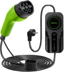 Cargador móvil para vehículos eléctricos con regulación 2 en 1 tipo 2 | schuko | 3,5 kW | 230 V | LCD | portátil | wallbox | 5 m
