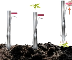 Plantador manual de bulbos y plántulas de acero inoxidable