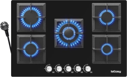 Cocina de gas IsEasy de vidrio con cinco zonas