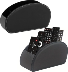 Organizador para mandos a distancia con 5 compartimentos, piel ecológica negra