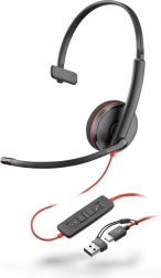 Auriculares monoaurales Poly Blackwire 3210 USB-C + USB-C/A