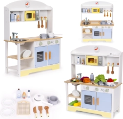 Cocina infantil de madera ECOTOYS con lavadora y 12 accesorios