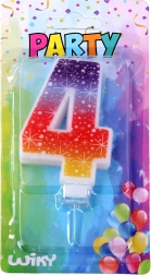 Vela de fiesta con forma de número 4 con estrellas