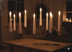 Juego de 10 velas LED colgantes con varita mágica 1,5 × 15,5 cm