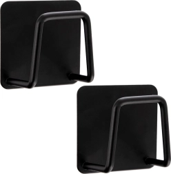 Ganchos negros autoadhesivos 4,8 × 4,8 cm, set de 2 uds.