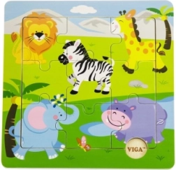 Puzle de madera safari para niños 18m+