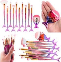 Set de brochas de maquillaje con cola de sirena arcoíris, 11 uds.