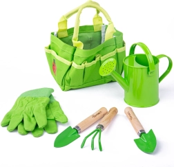 Set de jardinería infantil en bolsa de lona BIGJIGS TOYS – verde