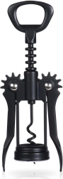 Sacacorchos metálico de alas para vino, negro, 16 cm