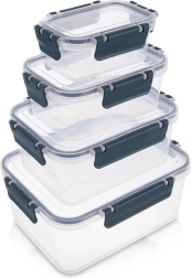 Juego de recipientes para alimentos con tapa y junta, 4 uds.
