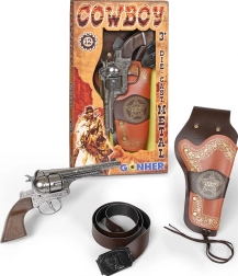 Set de juego de vaquero con revólver y estrella de sheriff