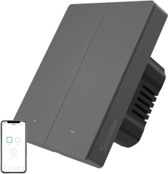 Interruptor de pared inteligente Wi‑Fi Sonoff M5, 2 canales, para marco, grafito