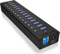 Icy Box hub USB 3.0 activo de aluminio, 13 puertos + puerto de carga