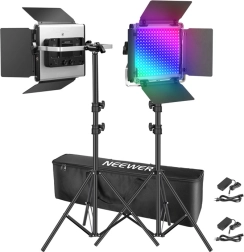 Neewer 2×660 pro ii luces led rgb con trípodes de 200 cm