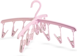 Secador de ropa colgante con 12 pinzas, rosa