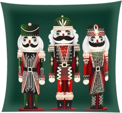 Funda de felpa para cojín 40 × 40 cm con motivo NUTCRACKER – Verde