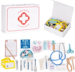 Juego de médico de madera en maletín para niños, 34 piezas