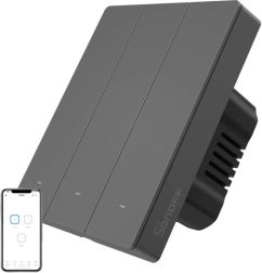 Interruptor de pared Wi‑Fi inteligente Sonoff M5, de 3 canales, para marco, color grafito