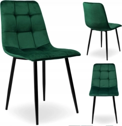 Silla de comedor tapizada de terciopelo estilo loft, verde botella - 1 unidad