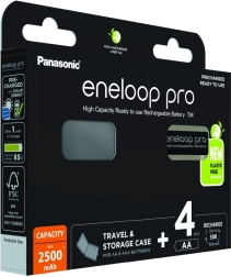 Batería recargable Eneloop PRO AA 2500 mAh 4 uds con estuche
