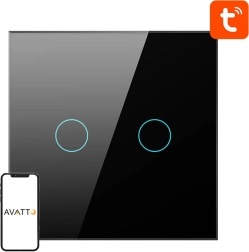 Interruptor de pared inteligente Zigbee AVATTO, de 2 canales, para TUYA/Smart Life, negro