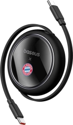 Cable USB‑C retráctil 100 W BASEUS Free2Pull – Edición FC BAYERN, negro