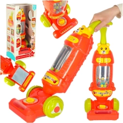 Aspiradora infantil interactiva de pie con sonidos, color frambuesa, 46 cm