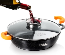 Sartén profunda de granito con tapa de vidrio TERRUNA AROMA 24 cm, 2,1 l