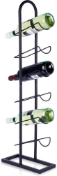 Soporte de metal para vino, negro, 6 botellas, 27 × 13 × 84,5 cm