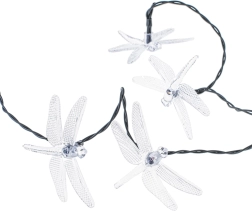 Guirnalda solar de jardín libélulas 6,5 m, 30 LED, multicolor