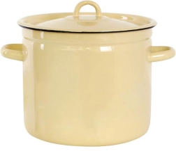 Cacerola esmaltada con tapa 7 l, decoración beige de verduras