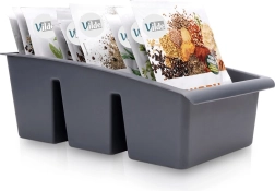 Organizador gris para sobres de especias 25 × 15 × 9 cm