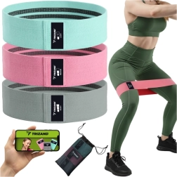Juego de bandas de resistencia TRIZAND 3 uds, textiles 8–31 kg con plan de entrenamiento QR