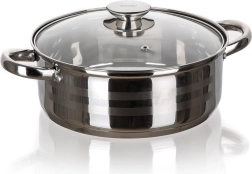 Cacerola de acero inoxidable con tapa de cristal 24 cm LIVING