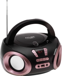 Boombox portátil con CD/MP3 y radio FM Adler AD 1181, negro y cobre
